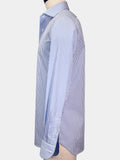 SKY BLUE AND WHITE STRIPED COTTON POPLIN DRESS SHIRT