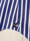 ULTRAMARINE BLUE AND WHITE STRIPED GIZA 87 COTTON POPLIN DRESS SHIRT