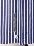 ULTRAMARINE BLUE AND WHITE STRIPED GIZA 87 COTTON POPLIN DRESS SHIRT