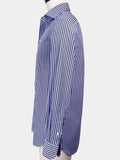 ULTRAMARINE BLUE AND WHITE STRIPED GIZA 87 COTTON POPLIN DRESS SHIRT