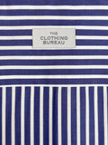 ULTRAMARINE BLUE AND WHITE STRIPED GIZA 87 COTTON POPLIN DRESS SHIRT