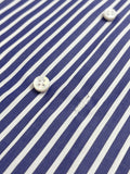 ULTRAMARINE BLUE AND WHITE STRIPED GIZA 87 COTTON POPLIN DRESS SHIRT