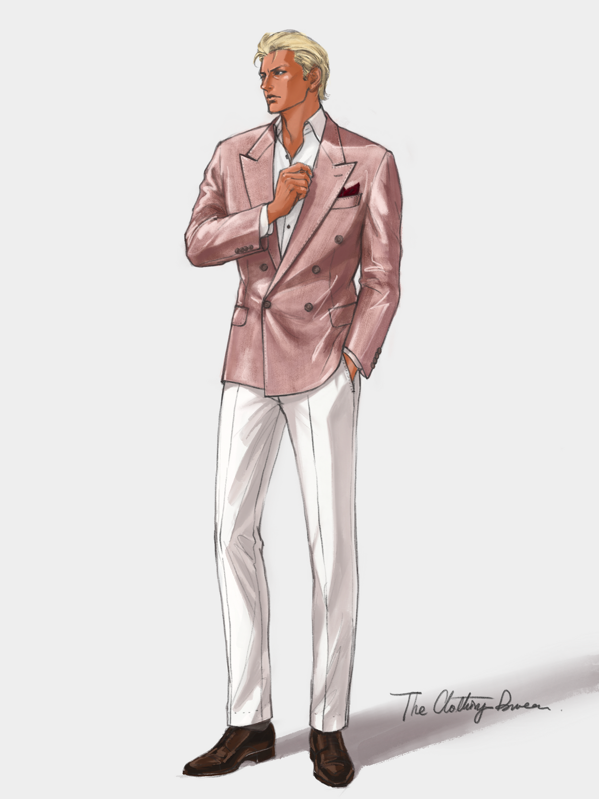 ROSEWOOD SILK AND WOOL DOUBLE BREASTED SPORT JACKET