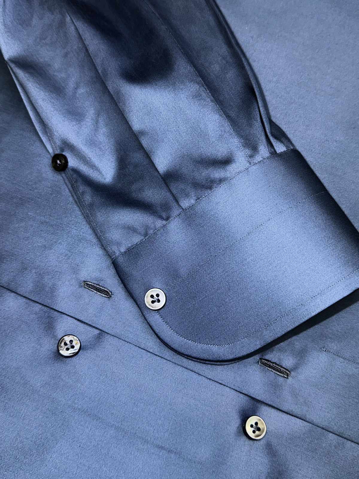 DUSK BLUE COTTON SATEEN DRESS SHIRT