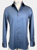 DUSK BLUE COTTON SATEEN DRESS SHIRT