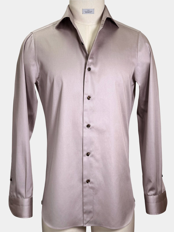 COTTON SATEEN DRESS SHIRT IN DUSTY PINK