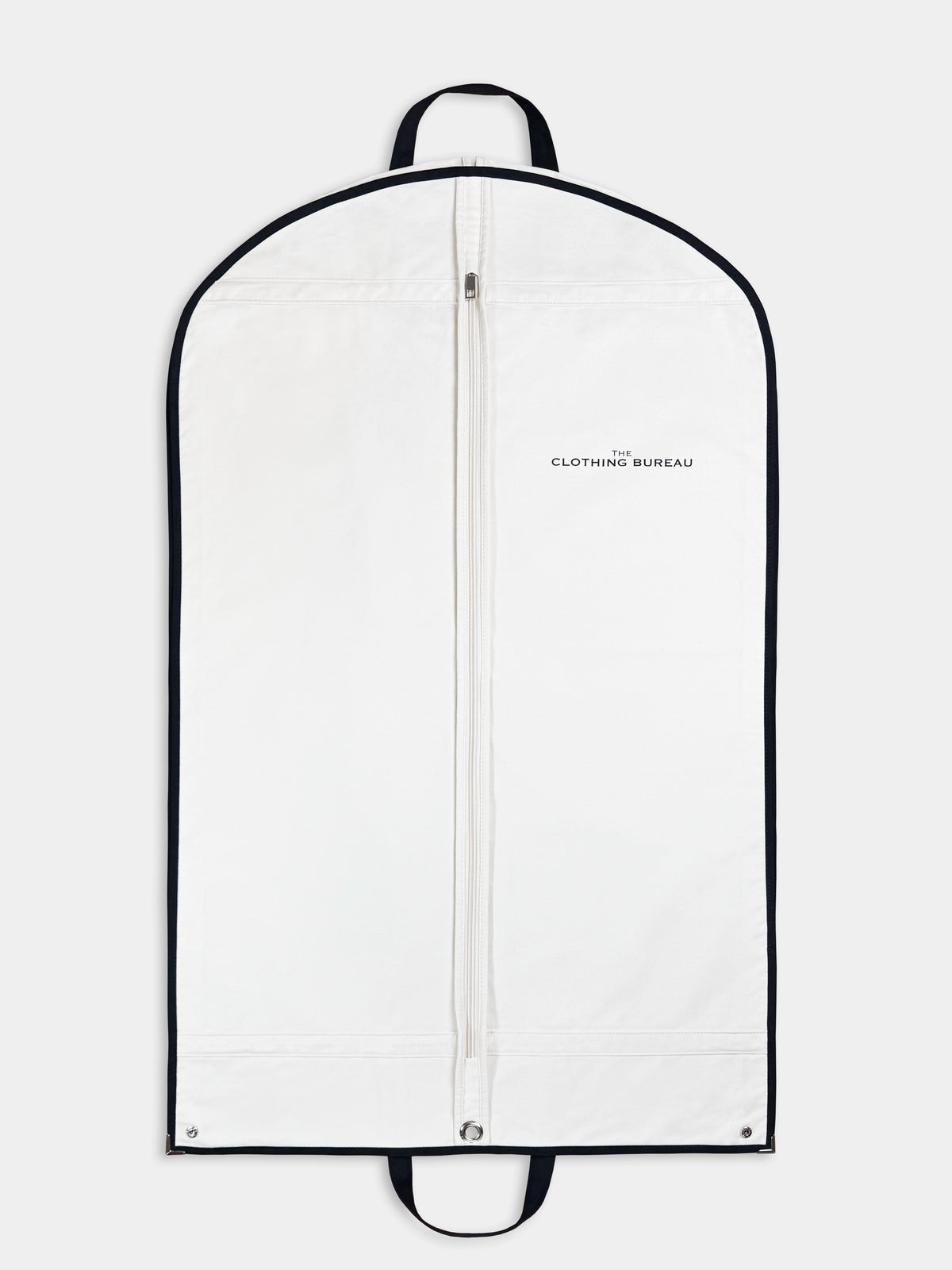The Clothing Bureau garment bag, full-length zipped view