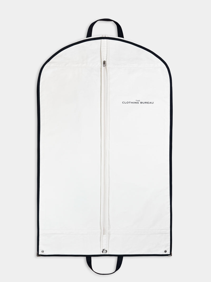 The Clothing Bureau garment bag, full-length zipped view