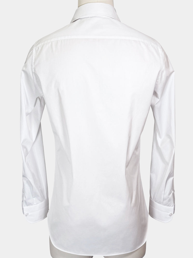 WHITE FINE TWILL GIZA 87 COTTON DRESS SHIRT