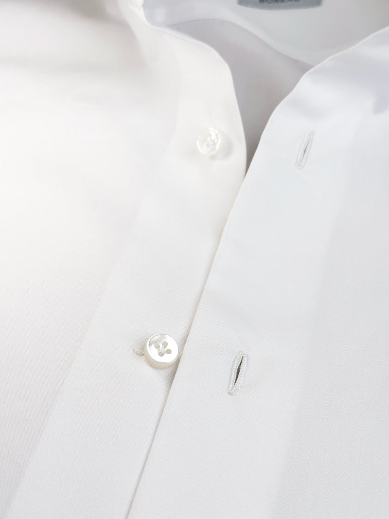 WHITE FINE TWILL GIZA 87 COTTON DRESS SHIRT