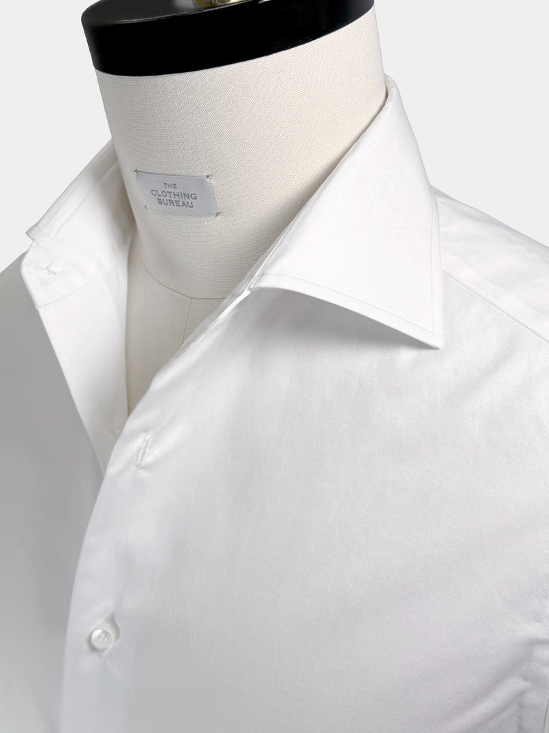 WHITE FINE TWILL GIZA 87 COTTON DRESS SHIRT