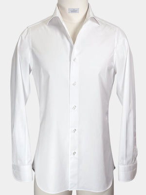 WHITE FINE TWILL GIZA 87 COTTON DRESS SHIRT