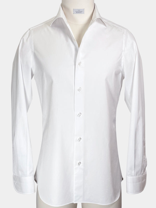FINE TWILL GIZA 87 COTTON DRESS SHIRT IN WHITE