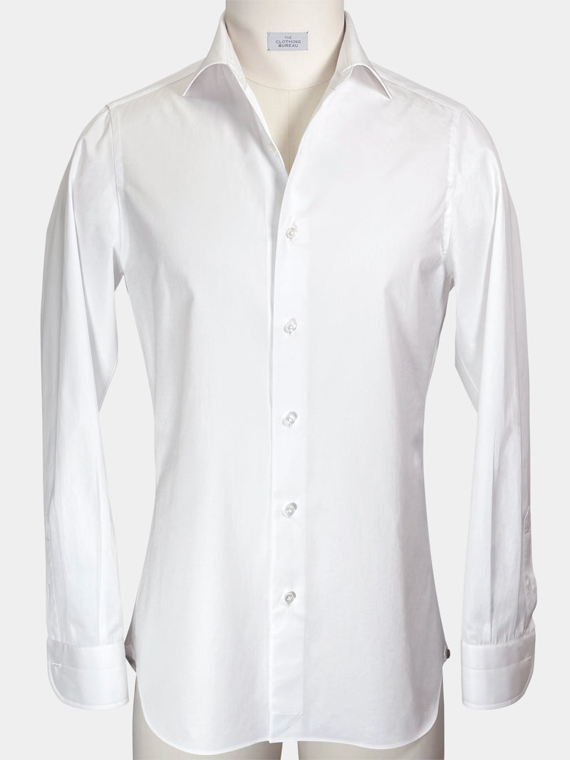 WHITE FINE TWILL GIZA 87 COTTON DRESS SHIRT