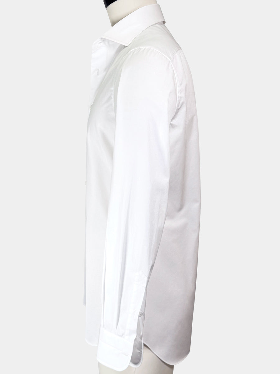 WHITE FINE TWILL GIZA 87 COTTON DRESS SHIRT