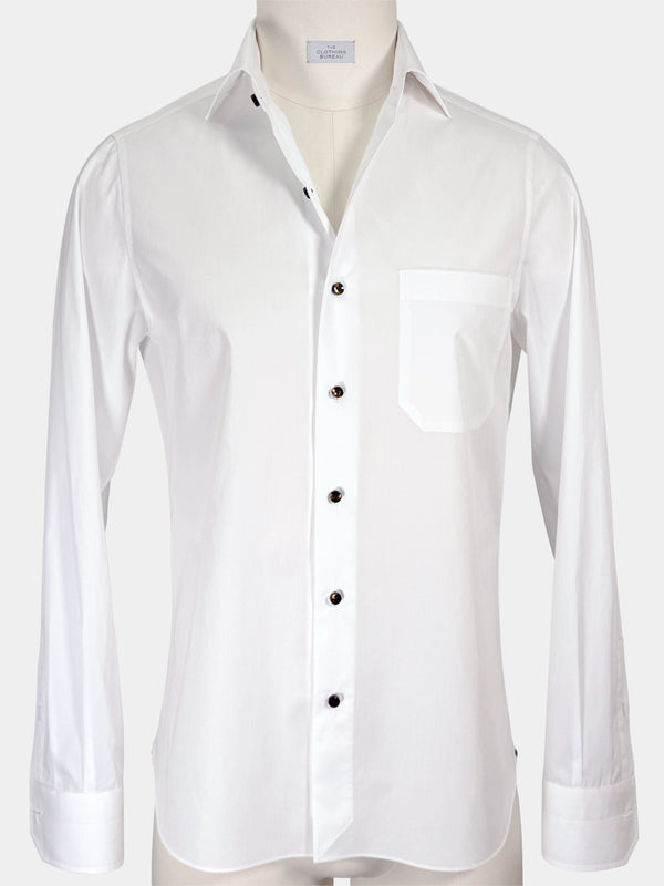 GIZA 87 COTTON POPLIN SPORT SHIRT IN WHITE