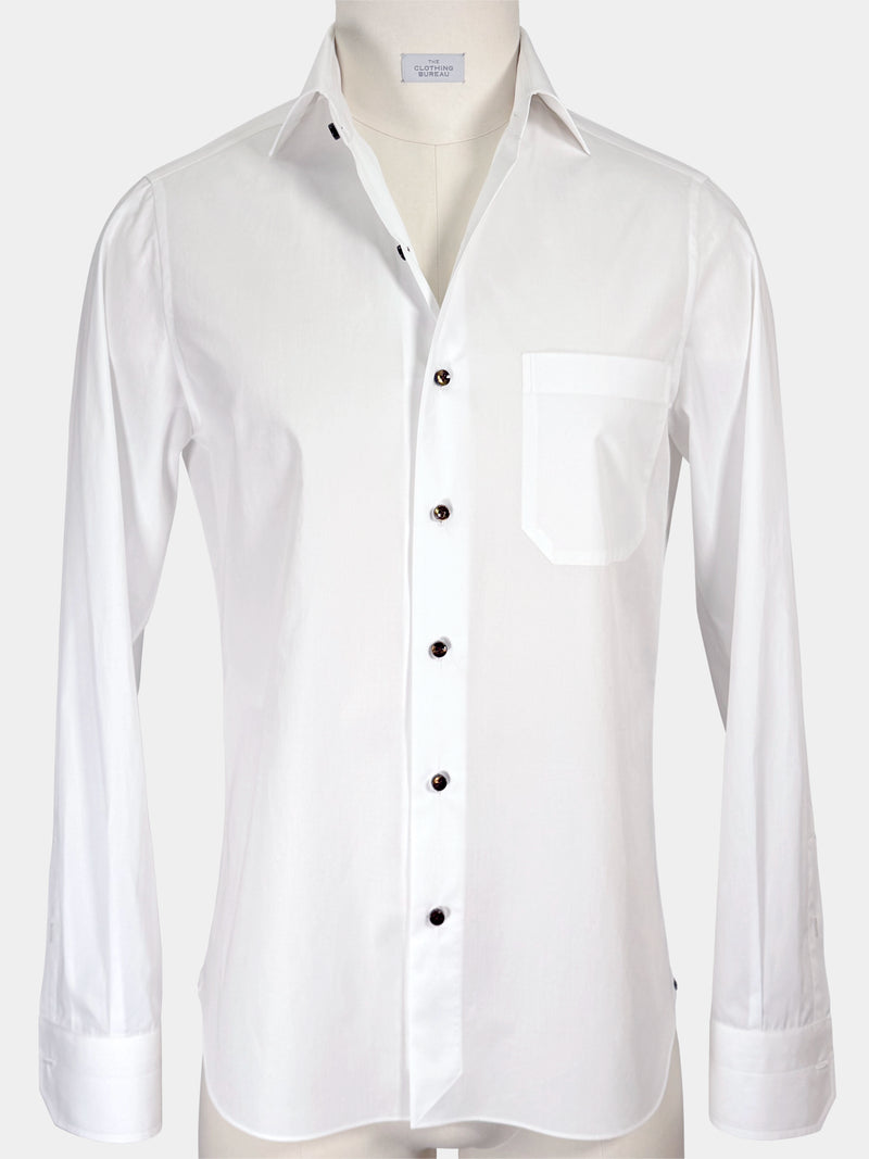 WHITE GIZA 87 COTTON POPLIN SPORT SHIRT